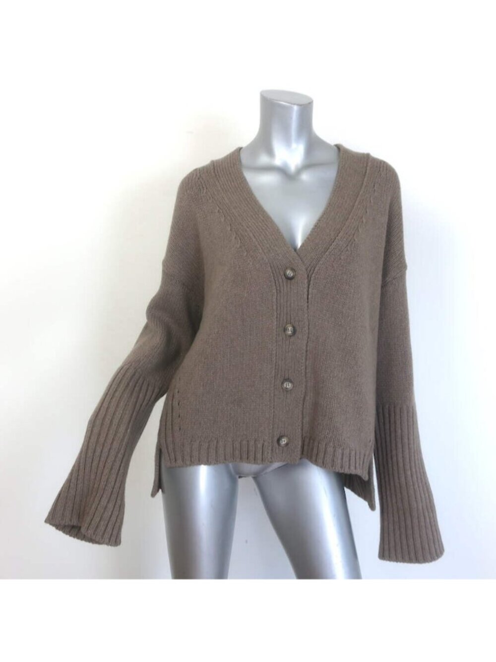 G. Label by goop Schnell High-Cuff Cardigan Mocha Virgin Wool Size Medium